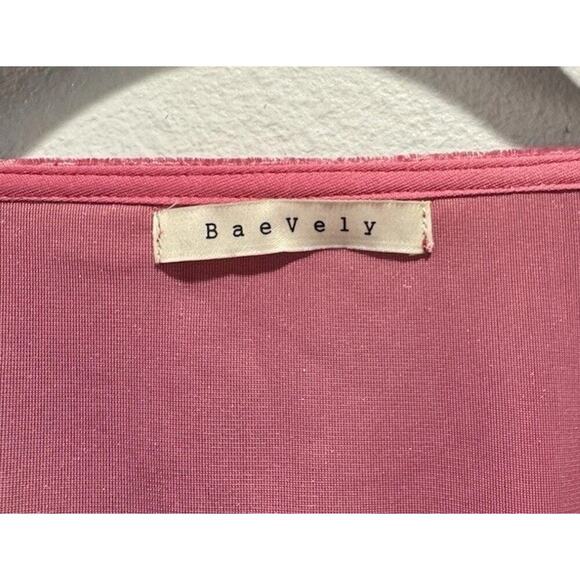 Baevely Pink Velvet Long Sleeve Button Front Top Shoulder Bow Coquette Blouse - Picture 4 of 7